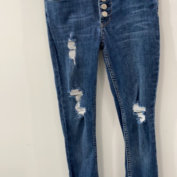 Free People Distressed Skinny Mid-Rise Button-fly Jeans - Excellent Condition! - Picture 3 of 7